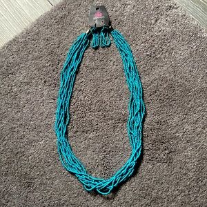 Multi-strand necklace with matching earrings